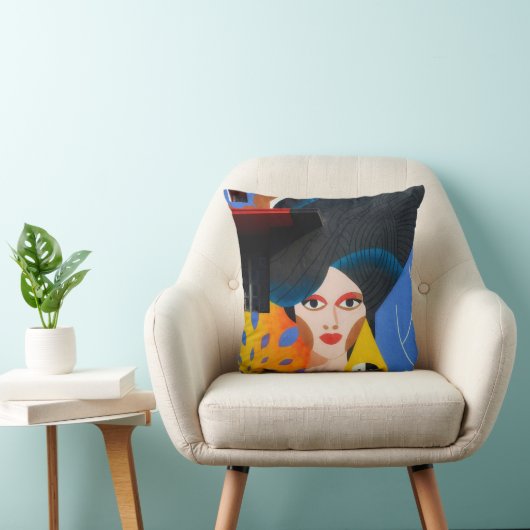 Abstract Modern Portrait Art Pillow クッション (椅子)