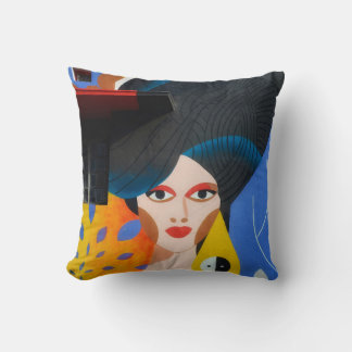 Abstract Modern Portrait Art Pillow クッション