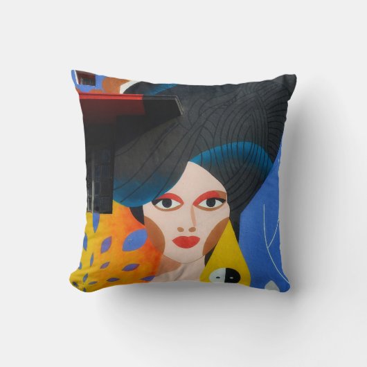 Abstract Modern Portrait Art Pillow クッション (正面)