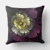 Abstract Modern Purpur Khaki Gray Fractal Flower クッション (裏面)