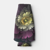 Abstract Modern Purpur Khaki Gray Fractal Flower ボトルクーラー (正面)