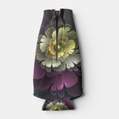 Abstract Modern Purpur Khaki Gray Fractal Flower ボトルクーラー (裏面)