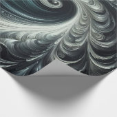 Abstract Modern Swirling Green, Silver and Black ラッピングペーパー (角)