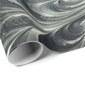 Abstract Modern Swirling Green, Silver and Black ラッピングペーパー (ロールコーナー)