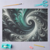 Abstract Modern Swirling Green, Silver and Black 薄葉紙 (クラフト)