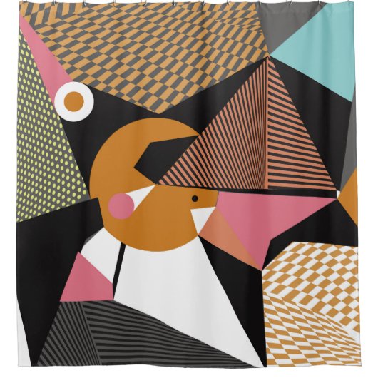 Abstract modern triangles background pattern illus シャワーカーテン (正面)