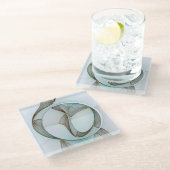 Abstract Modern Turquoise Brown Gold Elegance ガラスコースター (アングル)