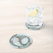 Abstract Modern Turquoise Brown Gold Elegance ラウンドペーパーコースター (インサイチュ)