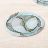 Abstract Modern Turquoise Brown Gold Elegance ラウンドペーパーコースター (アングル)