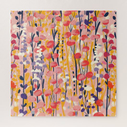 Abstract Modern Wildflower Floral Botanical Garden ジグソーパズル (縦)
