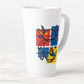 Abstract Mondrian Axolotl minimalist neoteny retro カフェラテマグ (右アングル)