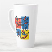 Abstract Mondrian Axolotl minimalist neoteny retro カフェラテマグ (左アングル)