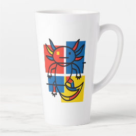 Abstract Mondrian Axolotl minimalist neoteny retro カフェラテマグ