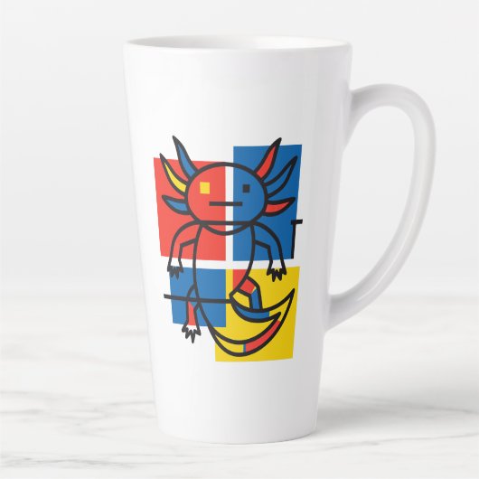 Abstract Mondrian Axolotl minimalist neoteny retro カフェラテマグ (右)