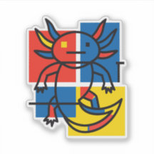 Abstract Mondrian Axolotl minimalist neoteny retro