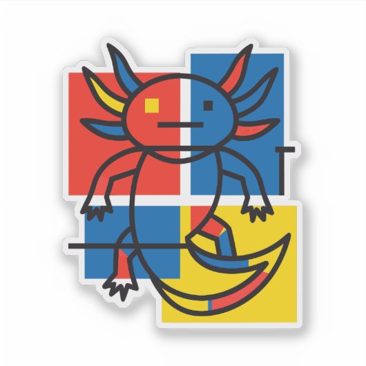 Abstract Mondrian Axolotl minimalist neoteny retro シール (正面)