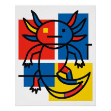 Abstract Mondrian Axolotl minimalist neoteny retro