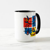 Abstract Mondrian Axolotl minimalist neoteny retro マグカップ (正面右)
