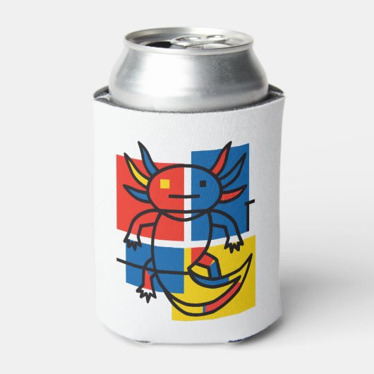 Abstract Mondrian Axolotl minimalist neoteny retro 缶クーラー (缶正面)