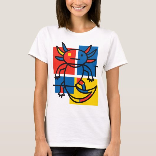 Abstract Mondrian Axolotl minimalist neoteny retro Tシャツ (正面)