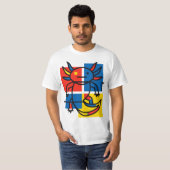 Abstract Mondrian Axolotl minimalist neoteny retro Tシャツ (正面フル)