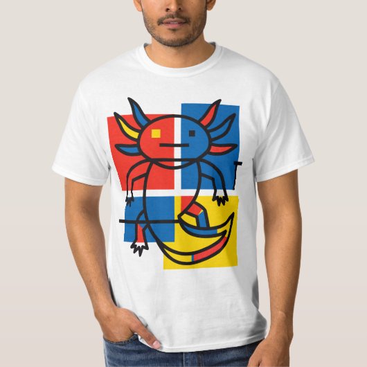 Abstract Mondrian Axolotl minimalist neoteny retro Tシャツ (正面)