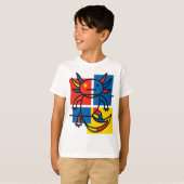 Abstract Mondrian Axolotl minimalist neoteny retro Tシャツ (正面フル)