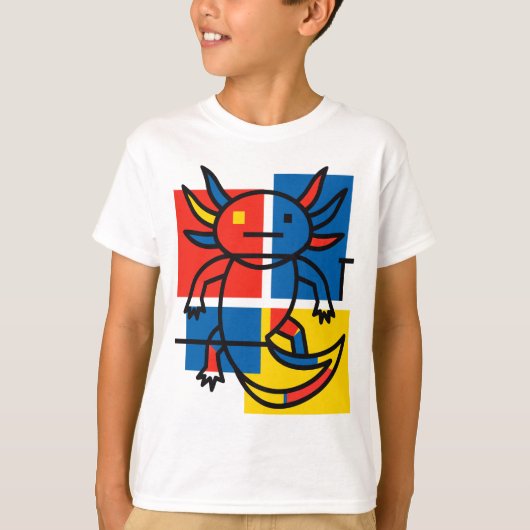 Abstract Mondrian Axolotl minimalist neoteny retro Tシャツ (正面)