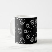 Abstract Monochrome White Mandala Geometric Patter コーヒーマグカップ (正面左)