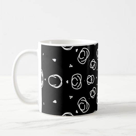 Abstract Monochrome White Mandala Geometric Patter コーヒーマグカップ (左)