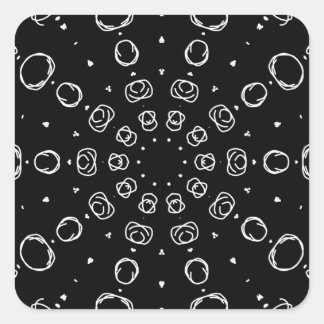 Abstract Monochrome White Mandala Geometric Patter スクエアシール