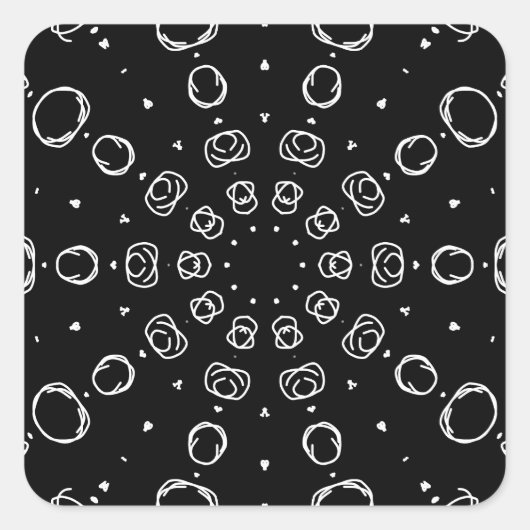 Abstract Monochrome White Mandala Geometric Patter スクエアシール (正面)