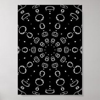 Abstract Monochrome White Mandala Geometric Patter ポスター