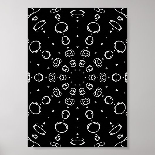 Abstract Monochrome White Mandala Geometric Patter ポスター (正面)