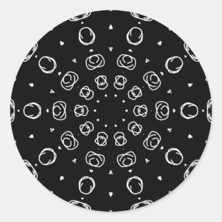 Abstract Monochrome White Mandala Geometric Patter ラウンドシール