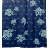 Abstract Monogram Pattern シャワーカーテン (正面)