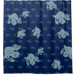 Abstract Monogram Pattern シャワーカーテン