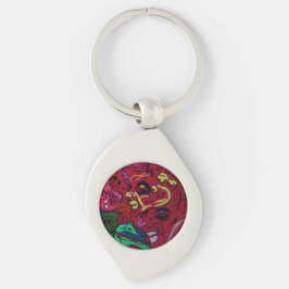 Abstract Moon Galaxy Art Metal Keychain キーホルダー