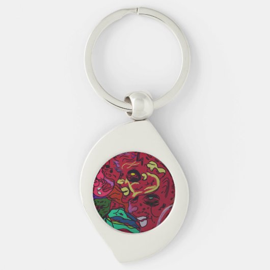 Abstract Moon Galaxy Art Metal Keychain キーホルダー (正面)