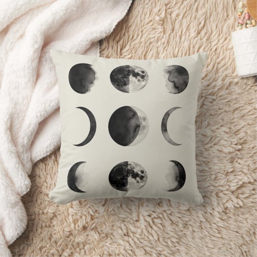 Abstract Moon Phases Wall Art Poster | Minimal Cel クッション (ブランケット)
