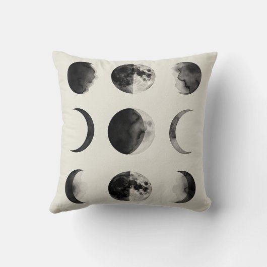 Abstract Moon Phases Wall Art Poster | Minimal Cel クッション (裏面)