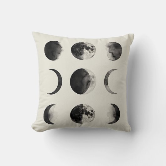 Abstract Moon Phases Wall Art Poster | Minimal Cel クッション (正面)