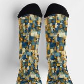 Abstract Mosaic in Blue and Gold Contemporary  ソックス (上部)