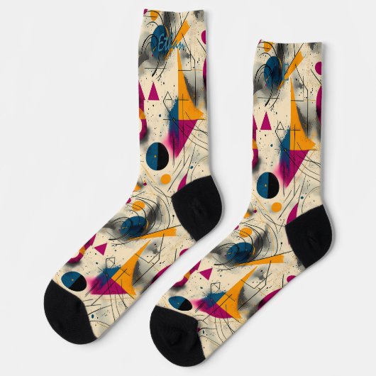 Abstract Motion Socks in Magenta, Orange, and Blue ソックス (左)