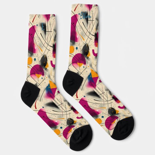 Abstract Motion Socks in Magenta, Orange, and Blue ソックス (右)