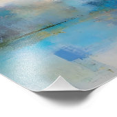 Abstract Mountain Lake in Soft Blue and Yellow  フォトプリント (角)