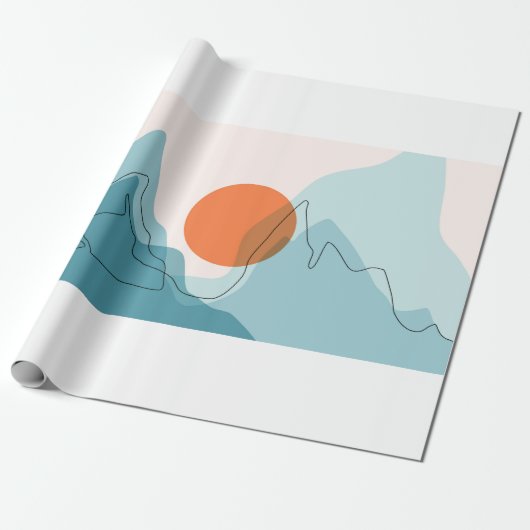 Abstract mountain range landscape, flat scenery ba ラッピングペーパー (アンロールド)
