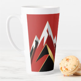 Abstract Mountain Range Red Black Gold カフェラテマグ