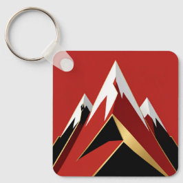 Abstract Mountain Range Red Black Gold キーホルダー
