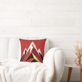 Abstract Mountain Range Red Black Gold クッション
